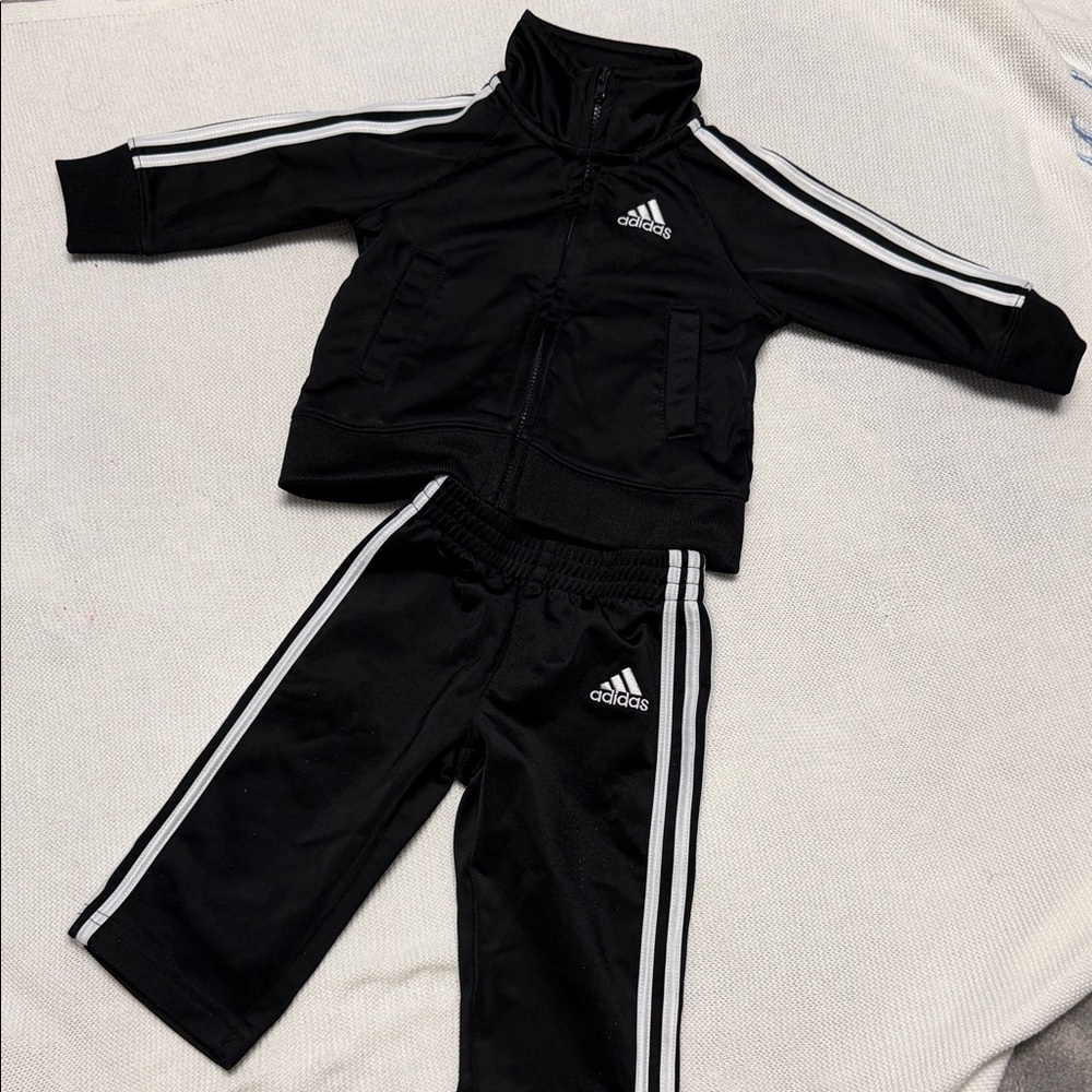 Adidas Black Tracksuit with White Stripes - Picture 1 of 9